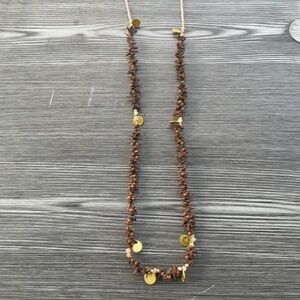 Handmade Boho scented Clove  Krunful necklace Golden Color Coins charms